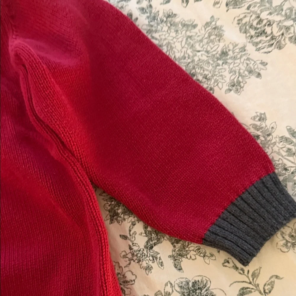 Gymboree Red Sweater Cardigan with Gray Trim